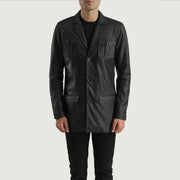 
Vue détaillée of Band & Button Hardware on Ray Cutler Black Leather Blazer