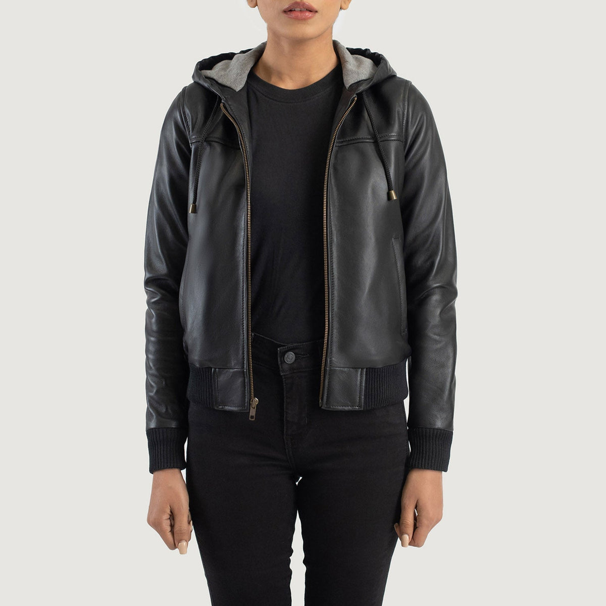 
Rebella Hooded Blouson Bombardier en Cuir pour Femme – alternate product view 1
