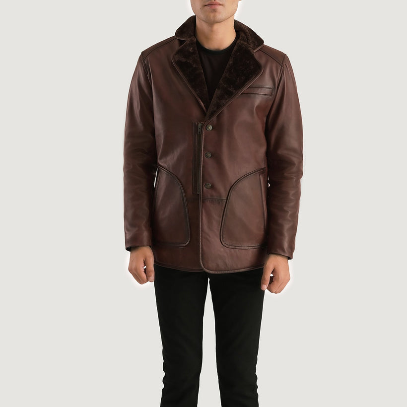 Rocky Marron Fur Manteau en Cuir pour Homme