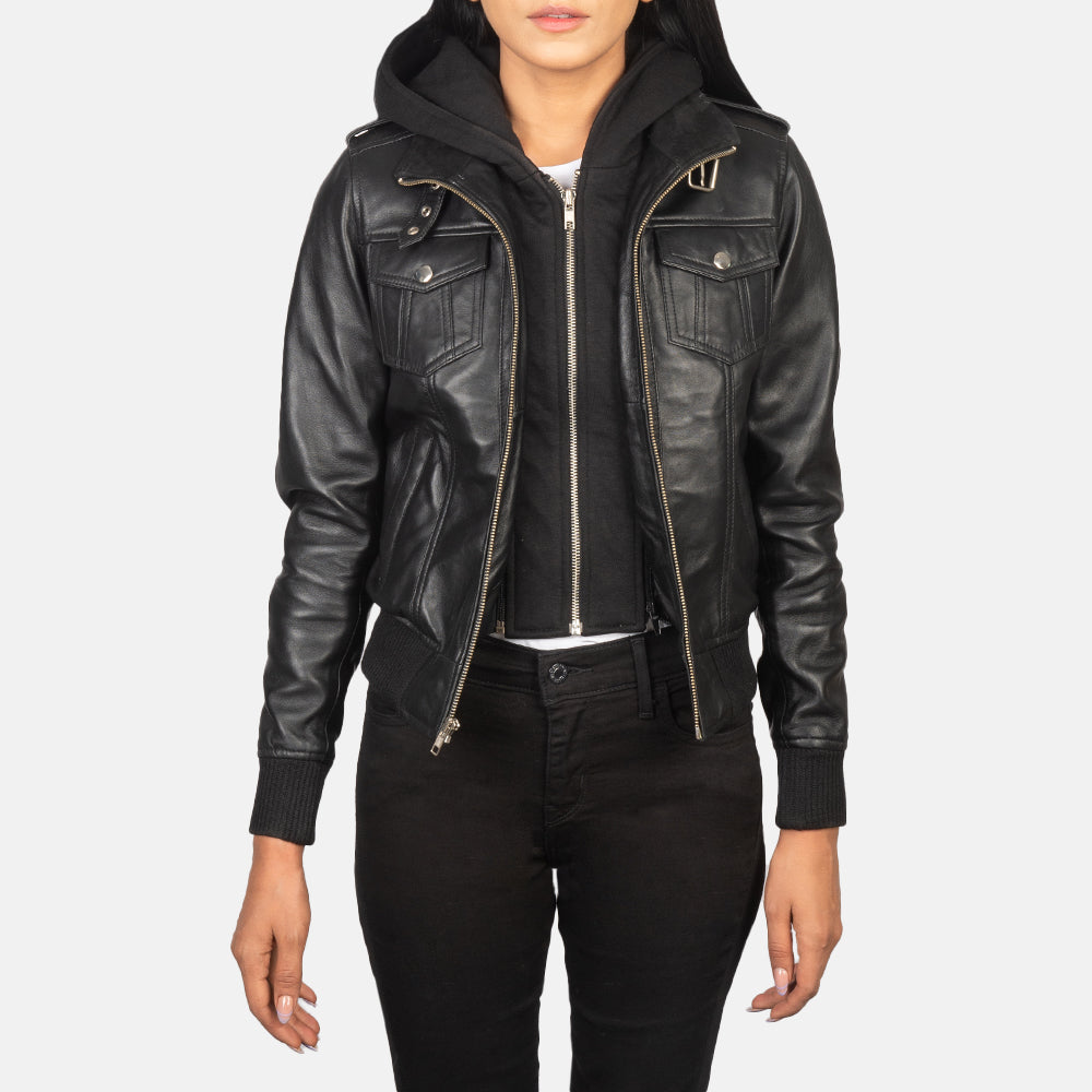 
Roslyn Hooded Blouson Bombardier en Cuir pour Femme – alternate product view 1