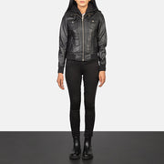 
Roslyn Hooded Blouson Bombardier en Cuir pour Femme – alternate product view 3