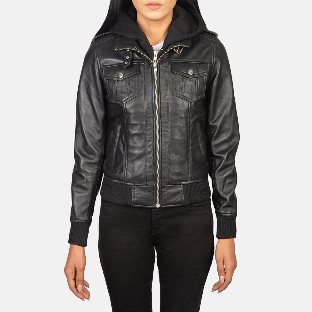 
Roslyn Hooded Blouson Bombardier en Cuir pour Femme – alternate product view 4