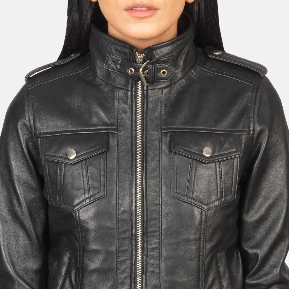 
Roslyn Hooded Blouson Bombardier en Cuir pour Femme – alternate product view 6