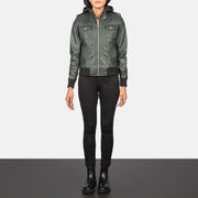 
Roslyn Hooded Blouson Bombardier en Cuir pour Femme – alternate product view 3