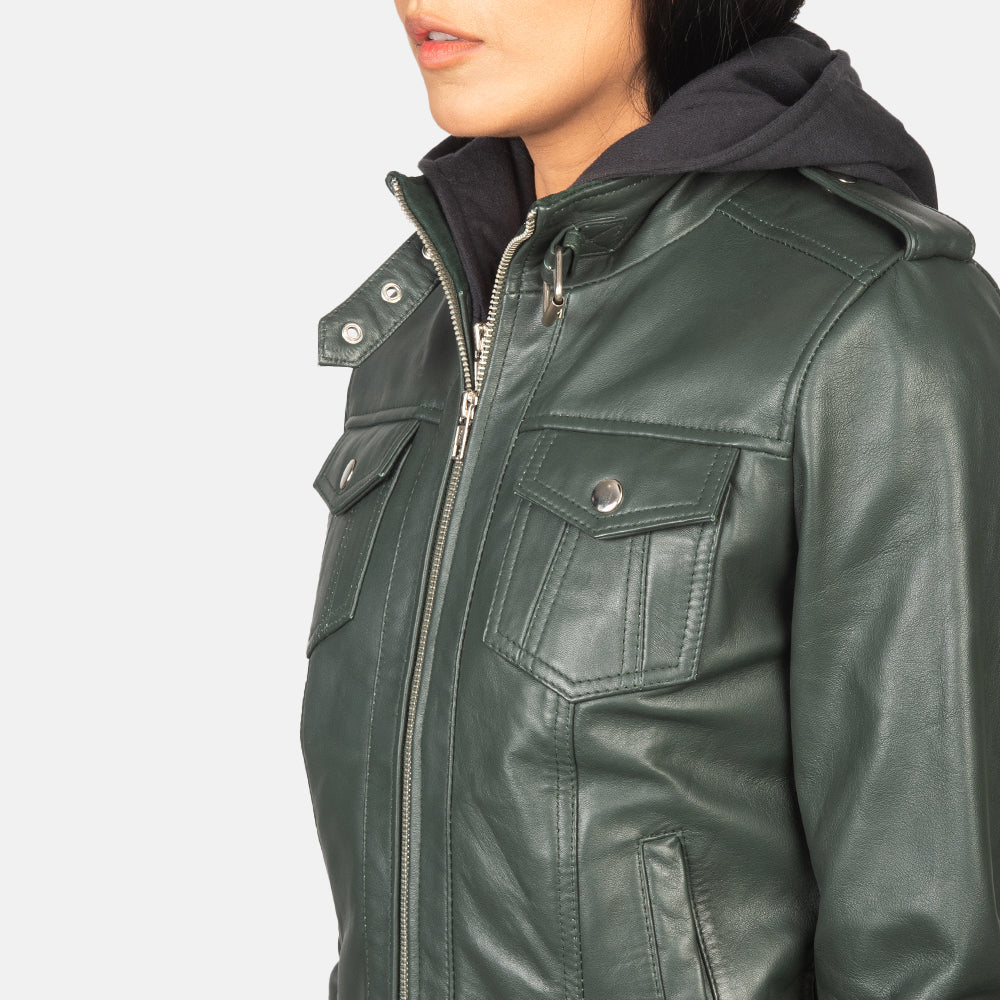 
Roslyn Hooded Blouson Bombardier en Cuir pour Femme – alternate product view 6