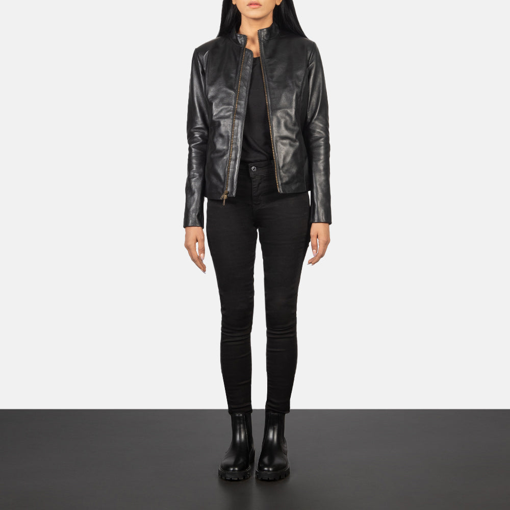 Rumella Veste Motard en Cuir pour Femme – Vue produit alternative 3