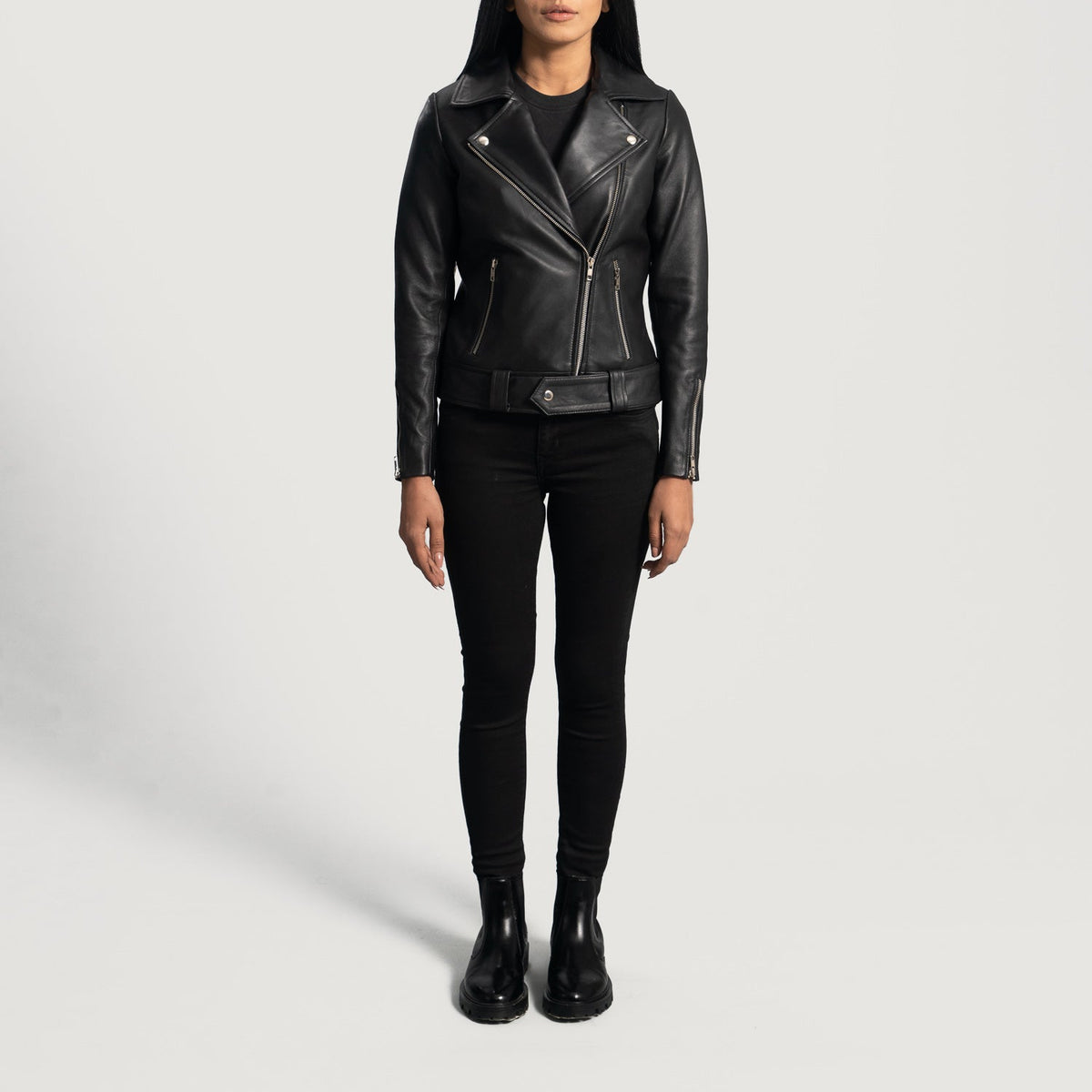 Rumy Bordeaux Veste Motard en Cuir pour Femme – Vue produit alternative 3