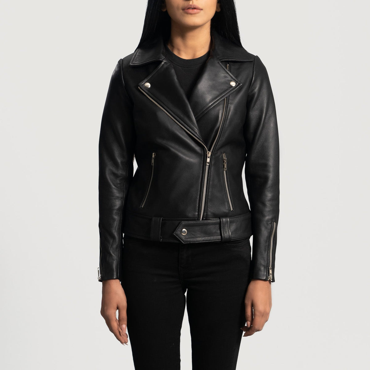 Rumy Bordeaux Veste Motard en Cuir pour Femme – Vue produit alternative 4