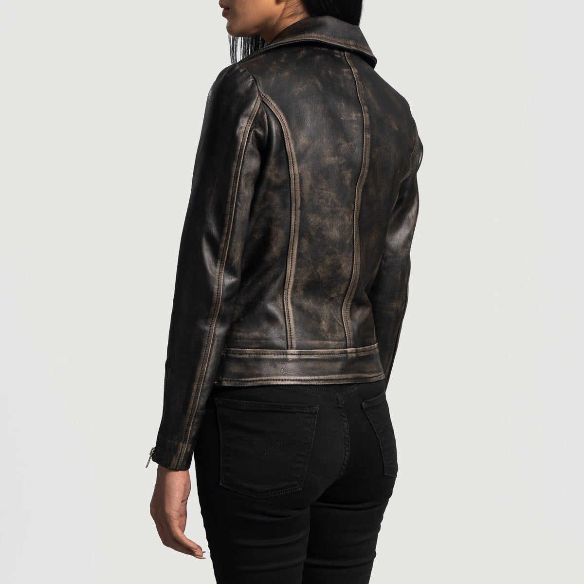 Rumy Bordeaux Veste Motard en Cuir pour Femme – Vue produit alternative 5