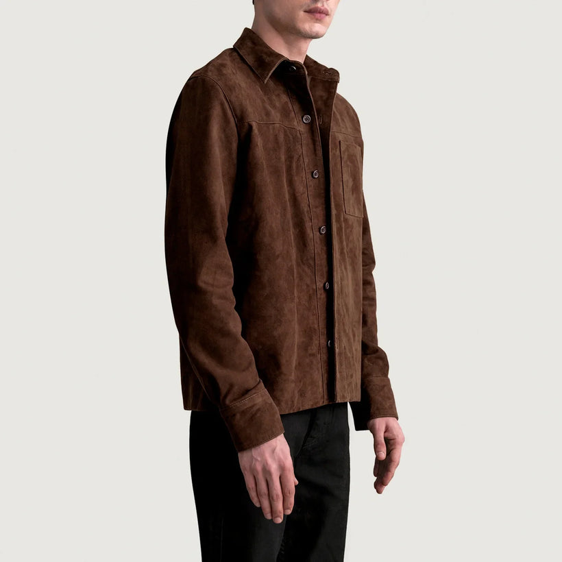 Scout Mocha Suede Leather Shirt pour Homme