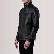 Sean Noir Leather Classic Veste en Cuir pour Homme For Men - Vue de profil mettant en valeur la coupe de manche