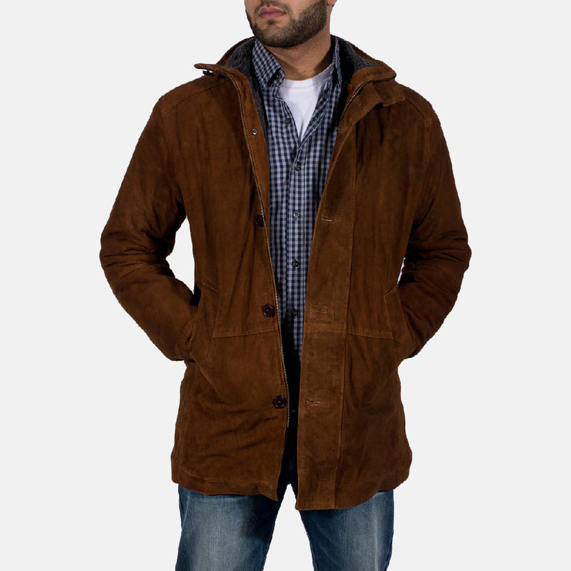 Sheriff Marron Veste en Daim pour Homme