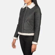 Sherilyn B-3 Noir Blouson Bomber en Cuir pour Femme – Vue produit alternative 2