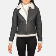 Sherilyn B-3 Noir Blouson Bomber en Cuir pour Femme – Vue produit alternative 4