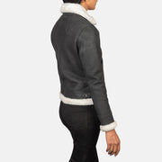 Sherilyn B-3 Noir Blouson Bomber en Cuir pour Femme – Vue produit alternative 5