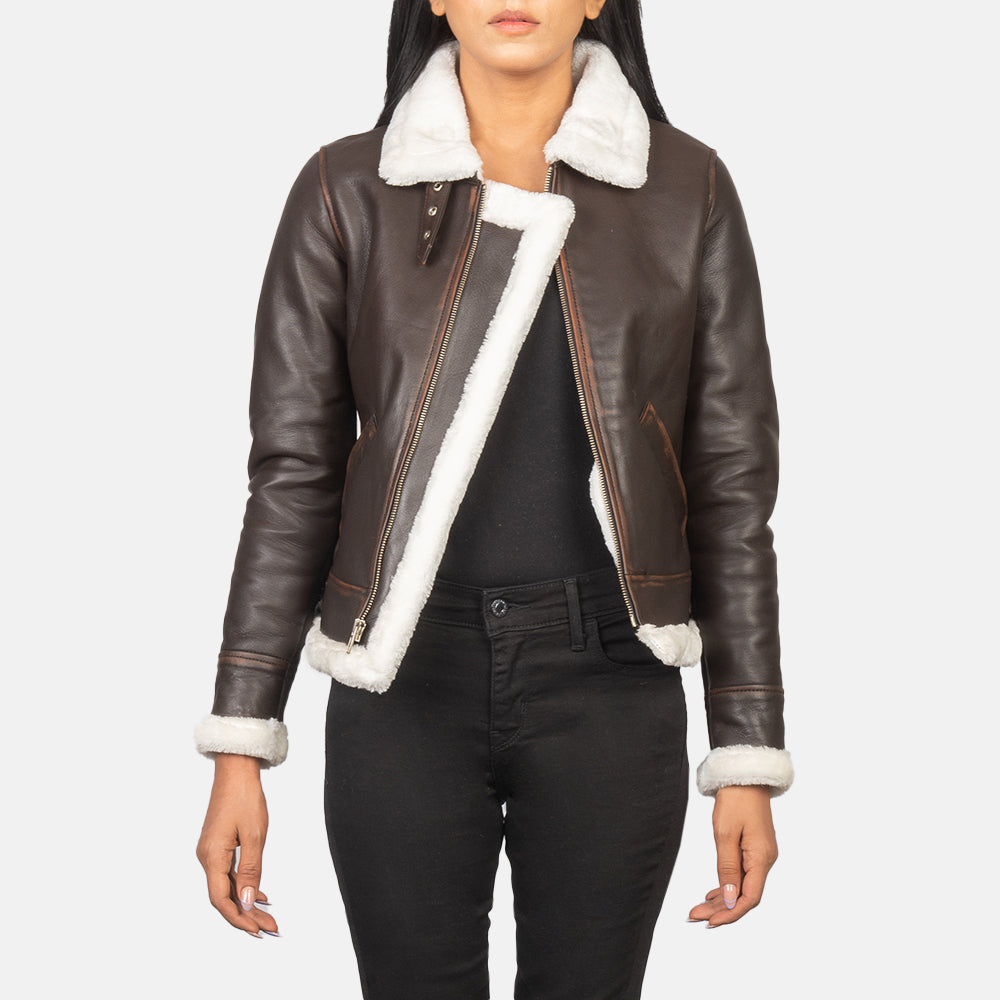 Sherilyn B-3 Noir Blouson Bomber en Cuir pour Femme – Vue produit alternative 1