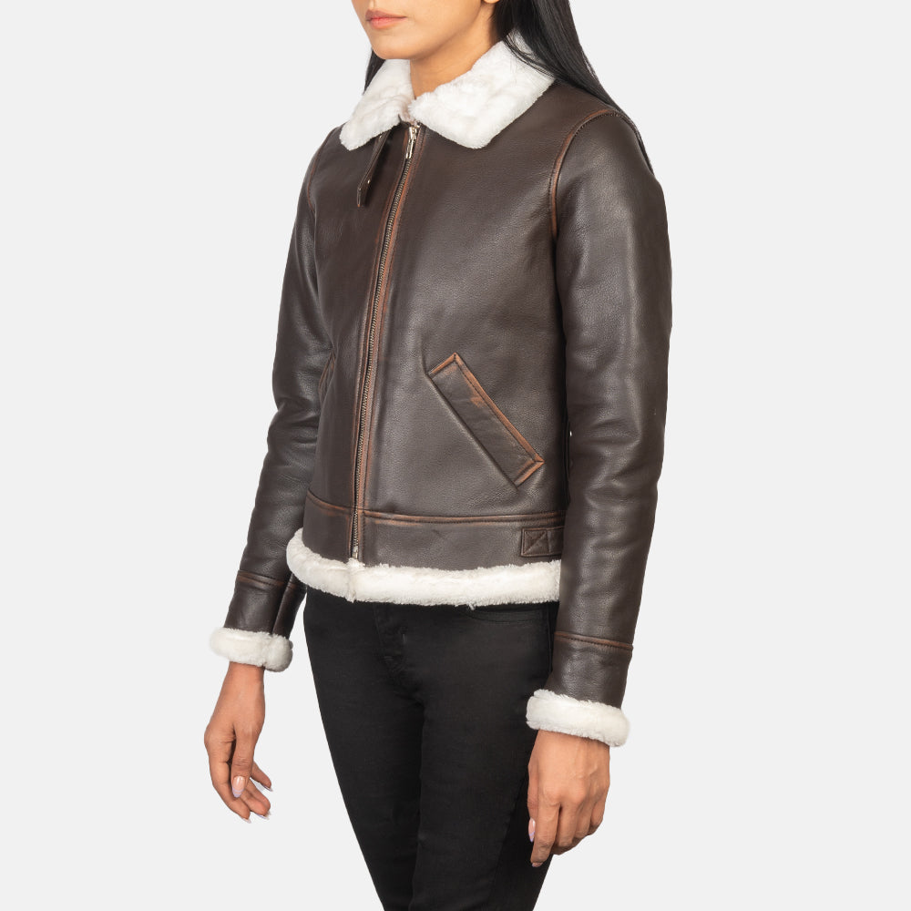 Sherilyn B-3 Noir Blouson Bomber en Cuir pour Femme – Vue produit alternative 2
