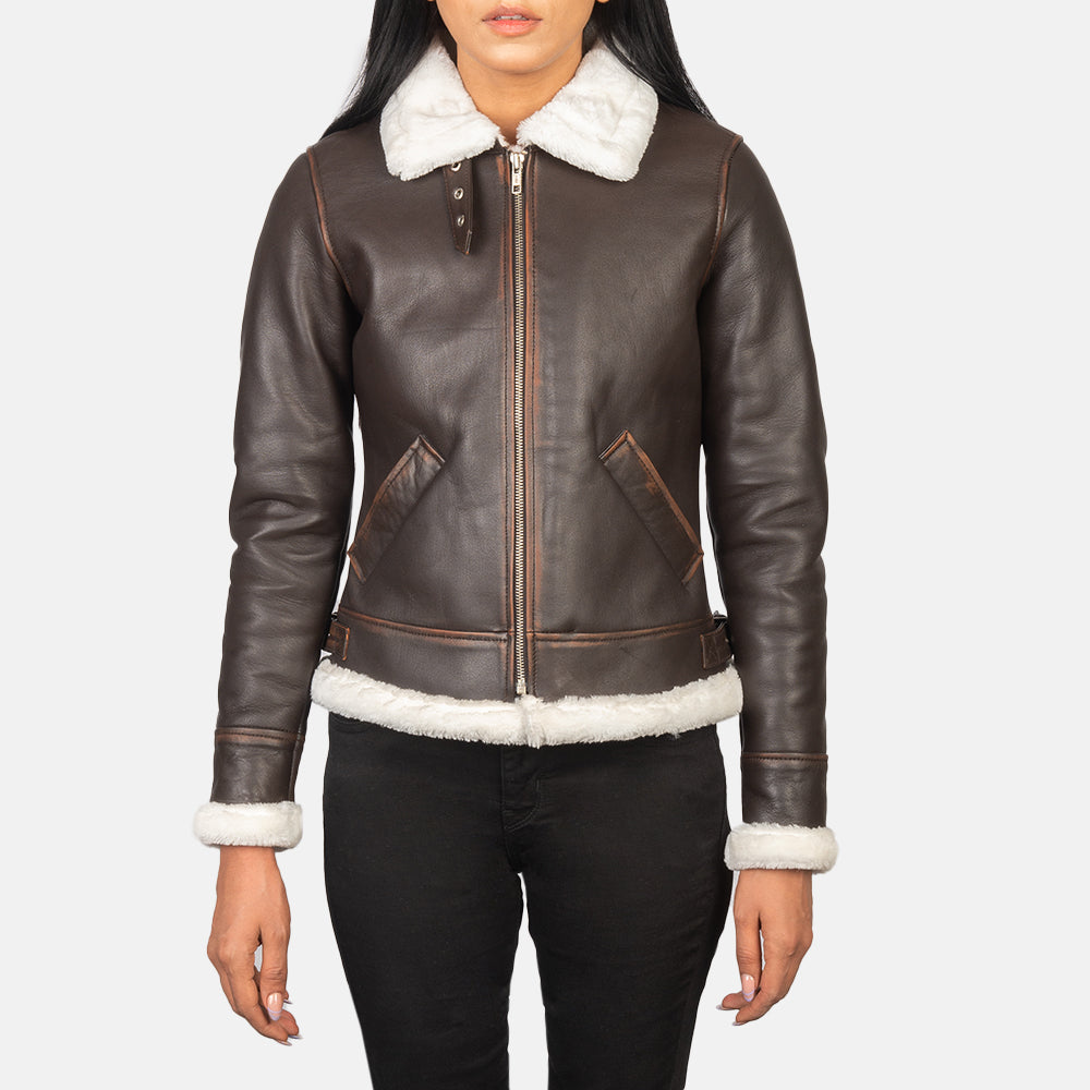 Sherilyn B-3 Noir Blouson Bomber en Cuir pour Femme – Vue produit alternative 4