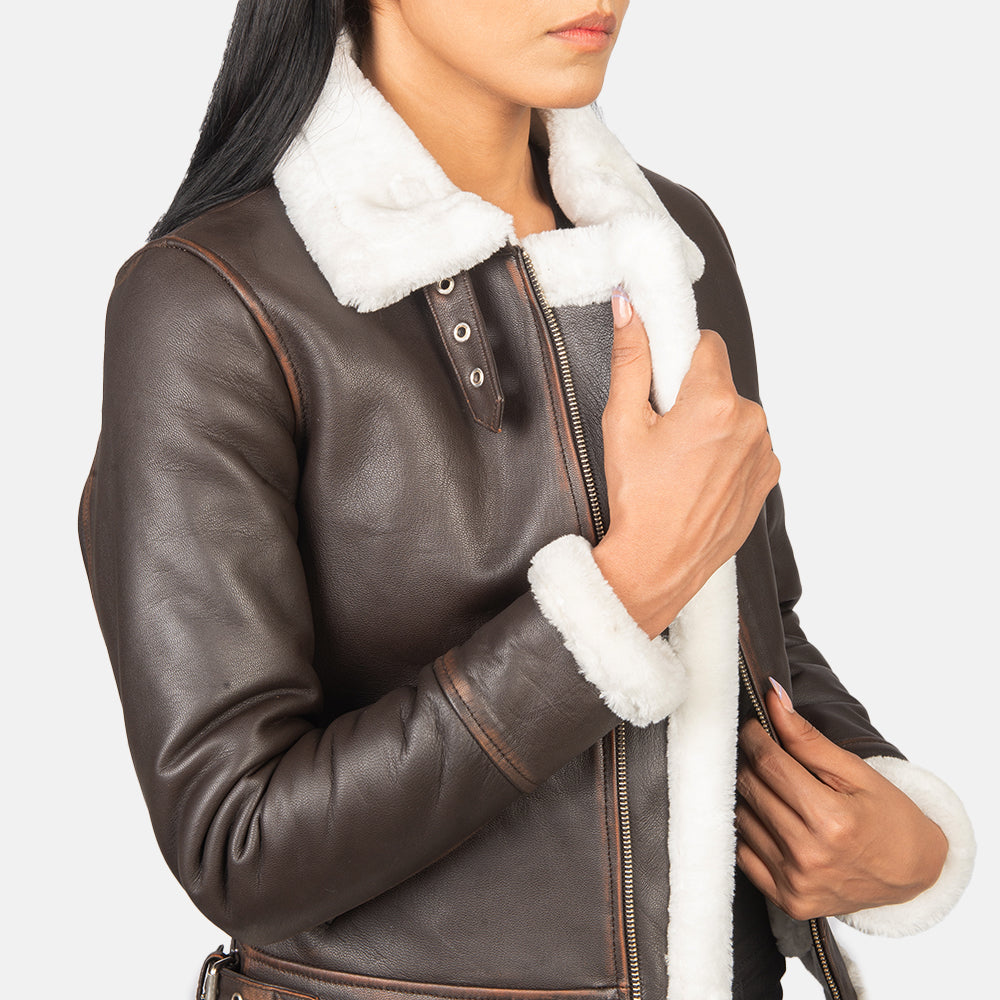 Sherilyn B-3 Noir Blouson Bomber en Cuir pour Femme – Vue produit alternative 6
