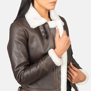 Sherilyn B-3 Noir Blouson Bomber en Cuir pour Femme – Vue produit alternative 6