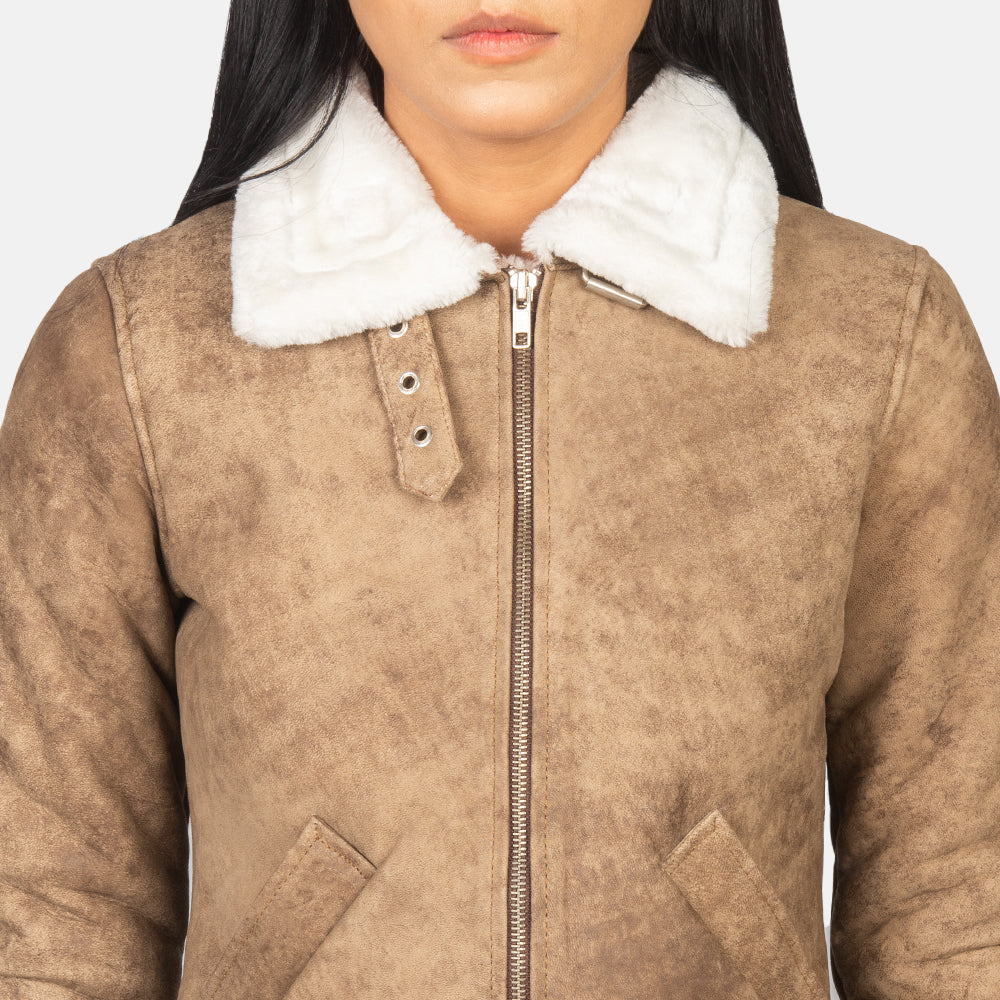 Sherilyn B-3 Noir Blouson Bomber en Cuir pour Femme – Vue produit alternative 6