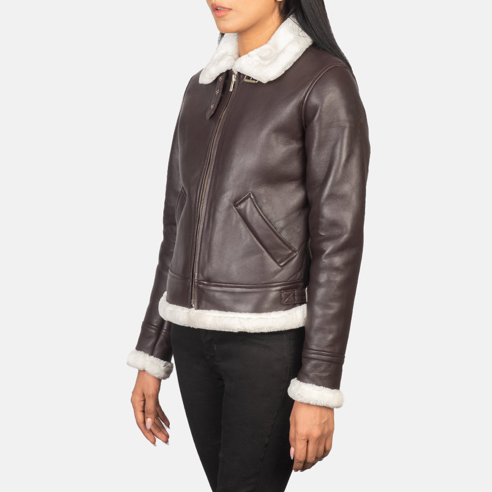 Sherilyn B-3 Noir Blouson Bomber en Cuir pour Femme – Vue produit alternative 2