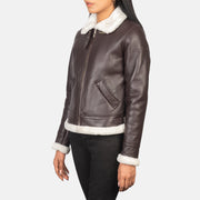 Sherilyn B-3 Noir Blouson Bomber en Cuir pour Femme – Vue produit alternative 2