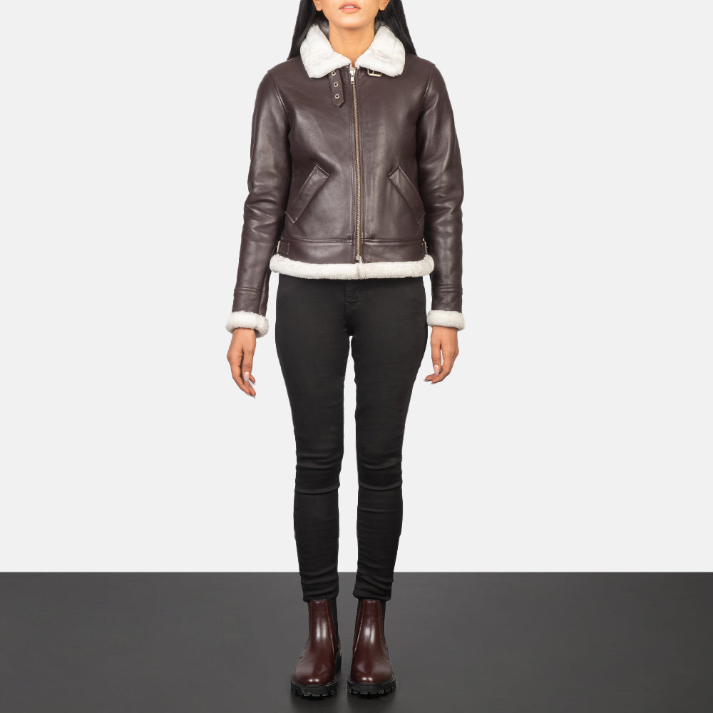 Sherilyn B-3 Noir Blouson Bomber en Cuir pour Femme – Vue produit alternative 3