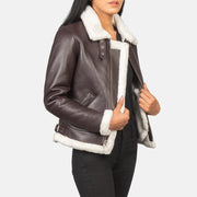Sherilyn B-3 Noir Blouson Bomber en Cuir pour Femme – Vue produit alternative 6
