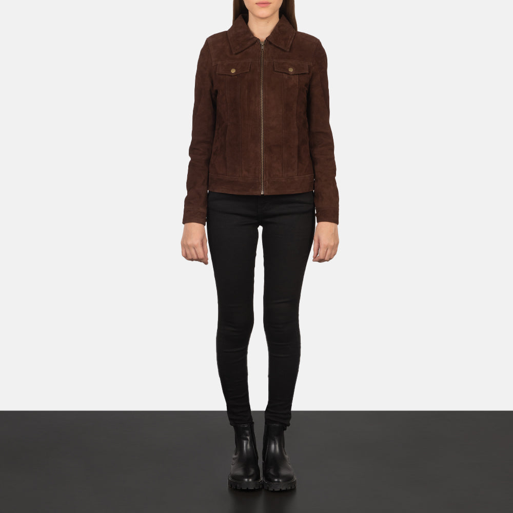 
Suzy Trucker Marron Veste en Cuir pour Femme – alternate product view 4