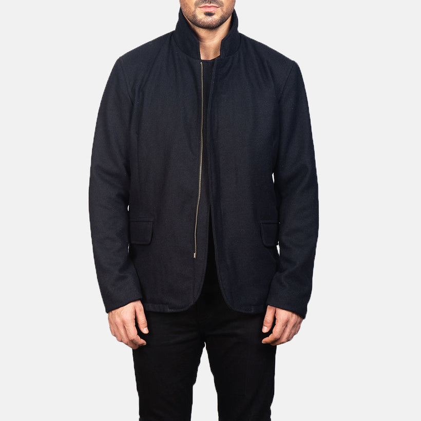 Thomas Noir Wool Veste en Cuir pour Homme