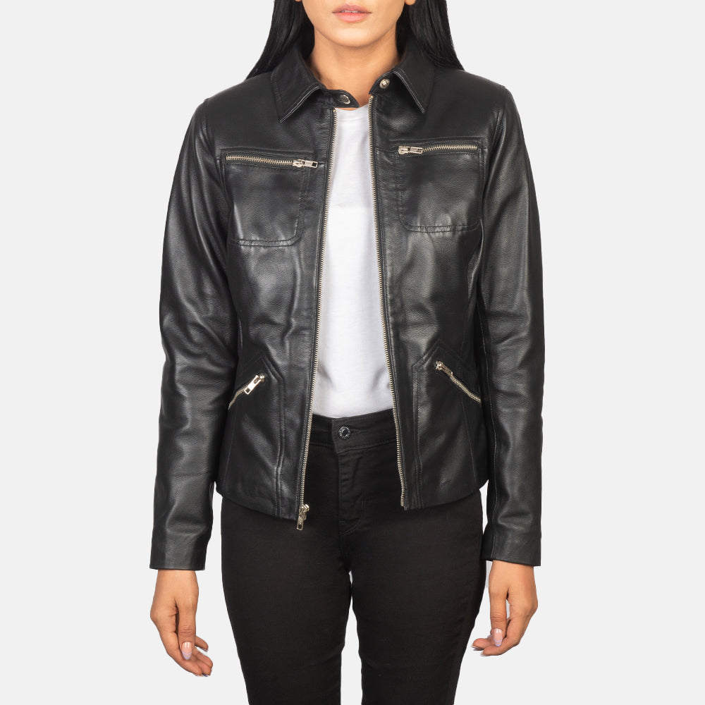 Tomachi Rouge Veste en Cuir pour Femme – Vue produit alternative 1