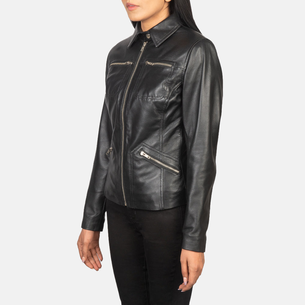 Tomachi Rouge Veste en Cuir pour Femme – Vue produit alternative 2