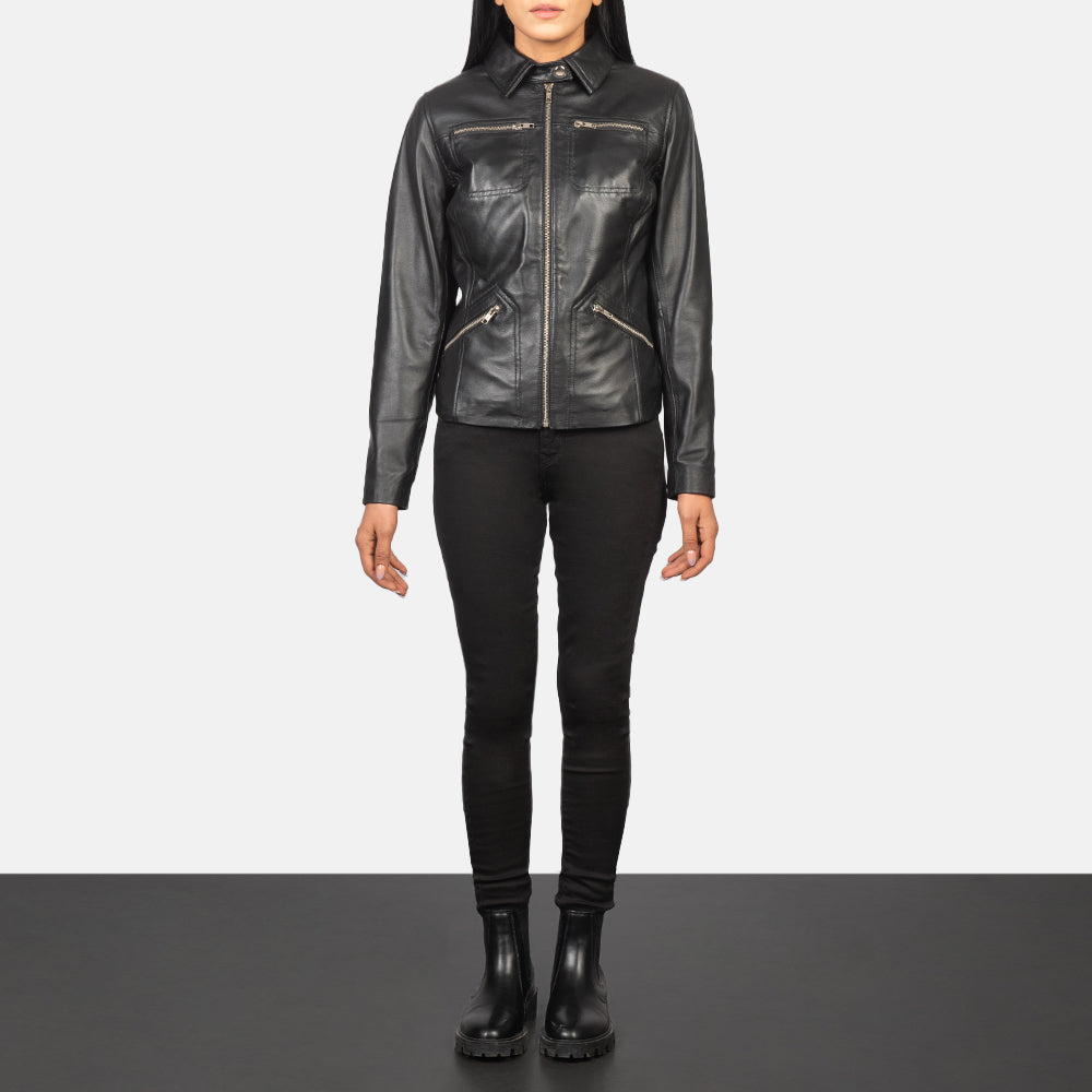 Tomachi Rouge Veste en Cuir pour Femme – Vue produit alternative 3