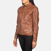 Tomachi Rouge Veste en Cuir pour Femme – Vue produit alternative 2