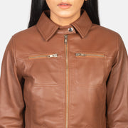 Tomachi Rouge Veste en Cuir pour Femme – Vue produit alternative 6