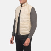 Off-White Goatskin Suede Leather Vest - Vue de dos avec coupe ajustée aux épaules &amp; ourlet soigné