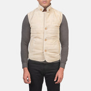 Vue détaillée of Notch with removable throat latch &amp; Button Hardware on Men's Tony Off-Blanc Suede Vest pour Homme
