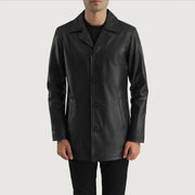 Men's Urban Slate Noir Manteau en Cuir pour Homme in Black Cowhide (Lt-071) Leather - Vue de face &amp; silhouette ajustée | Acheter en ligne