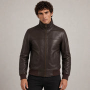 
Marron Foncé Sheepskin Blouson Bombardier en Cuir pour Homme in Dark Brown Authentic Sheepskin &Amp; Shearling - Vue de face & silhouette ajustée | Acheter en ligne