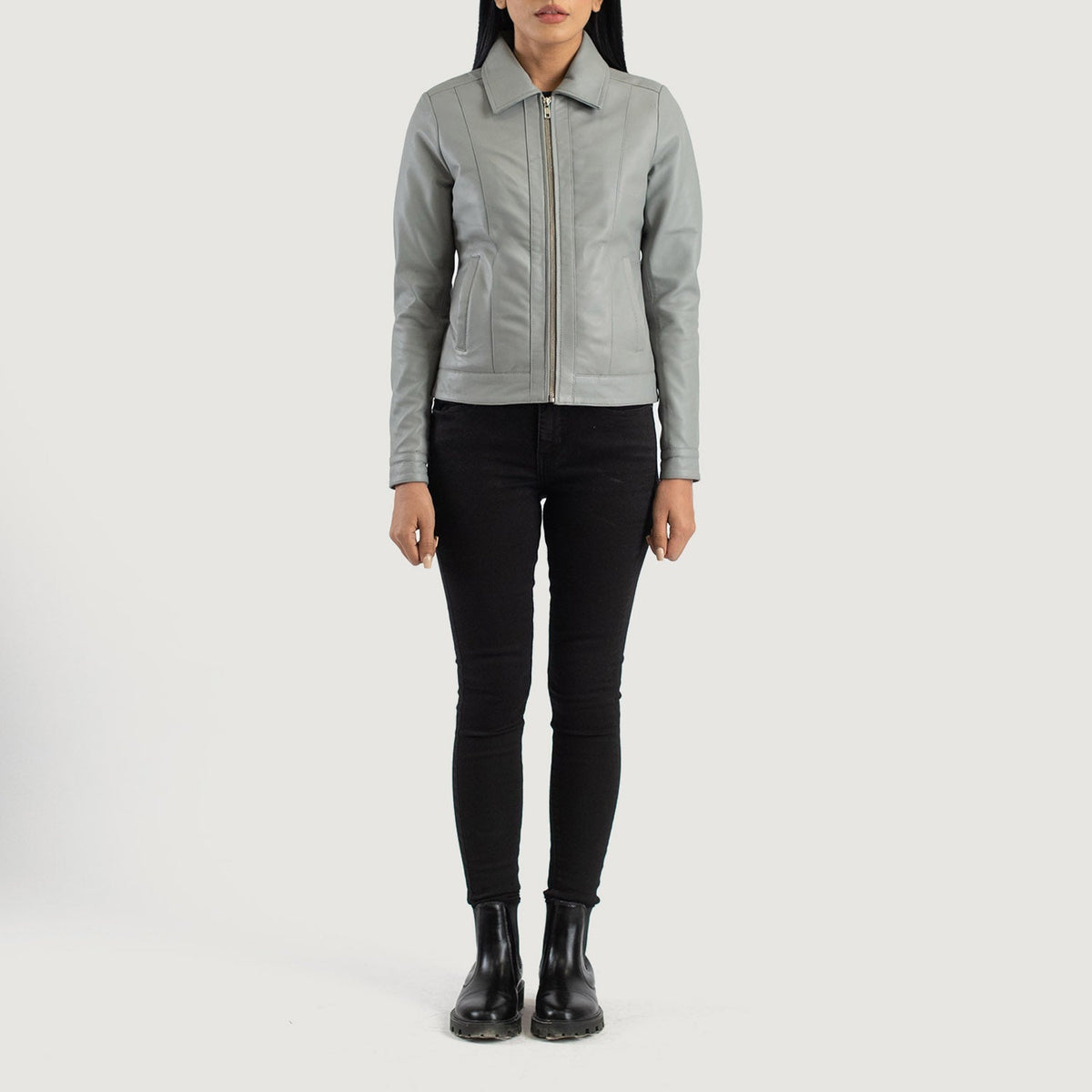 Vixen Classic Collar Veste en Cuir pour Femme – Vue produit alternative 3