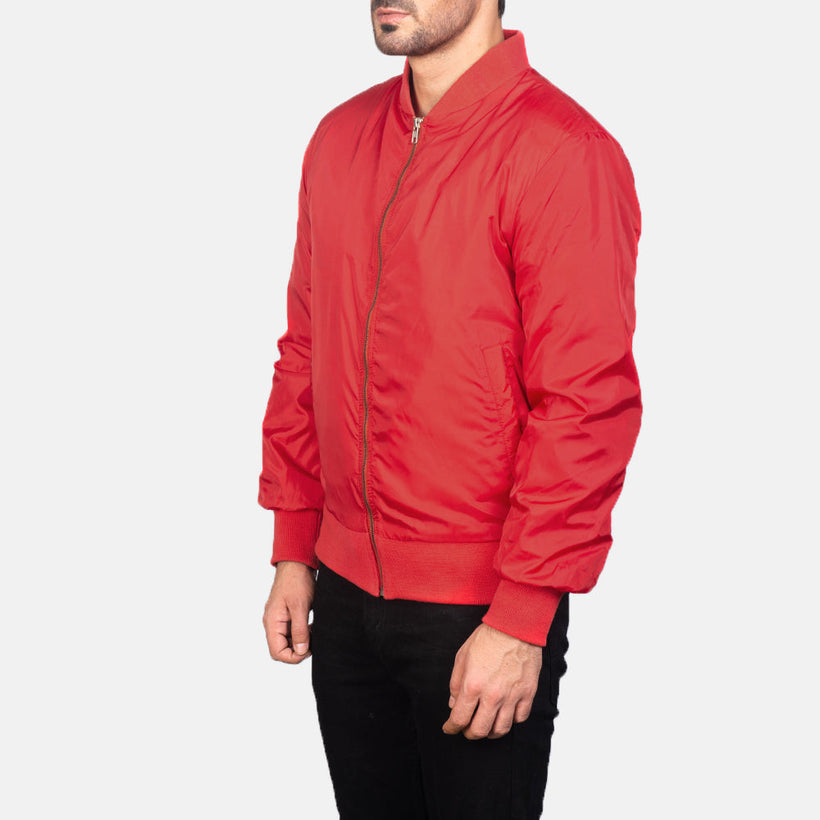 Zack Rouge Blouson Bomber en Cuir pour Homme