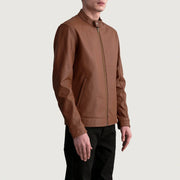 Matte Brown Cowhide Leather Biker Jacket - Vue de dos avec coupe ajustée aux épaules &amp; ourlet soigné